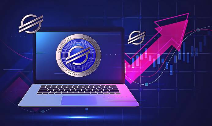 Stellar logo with laptop and growing chart